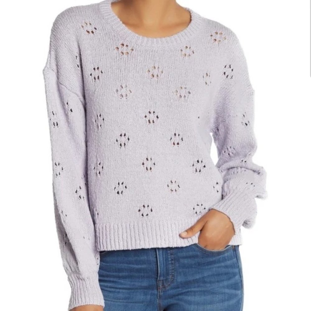 ❤️ Madewell Floral Pointelle Pullover Sweater